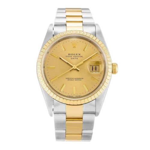 Rolex Oyster Perpetual Date Champagne 15223 Unisex 34MM